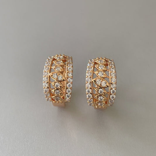 Sophia Jewelled Gold Hoops Earrings