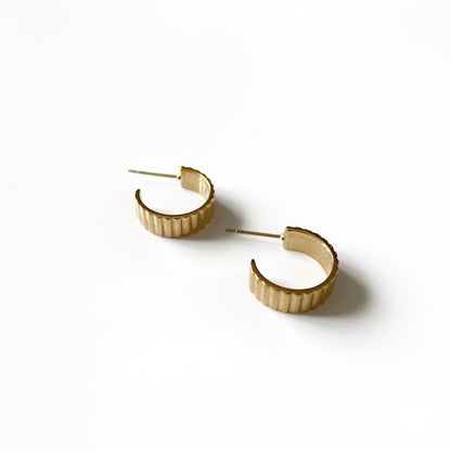 Alexa Luxe 18k Gold Plated Ridged Hoops