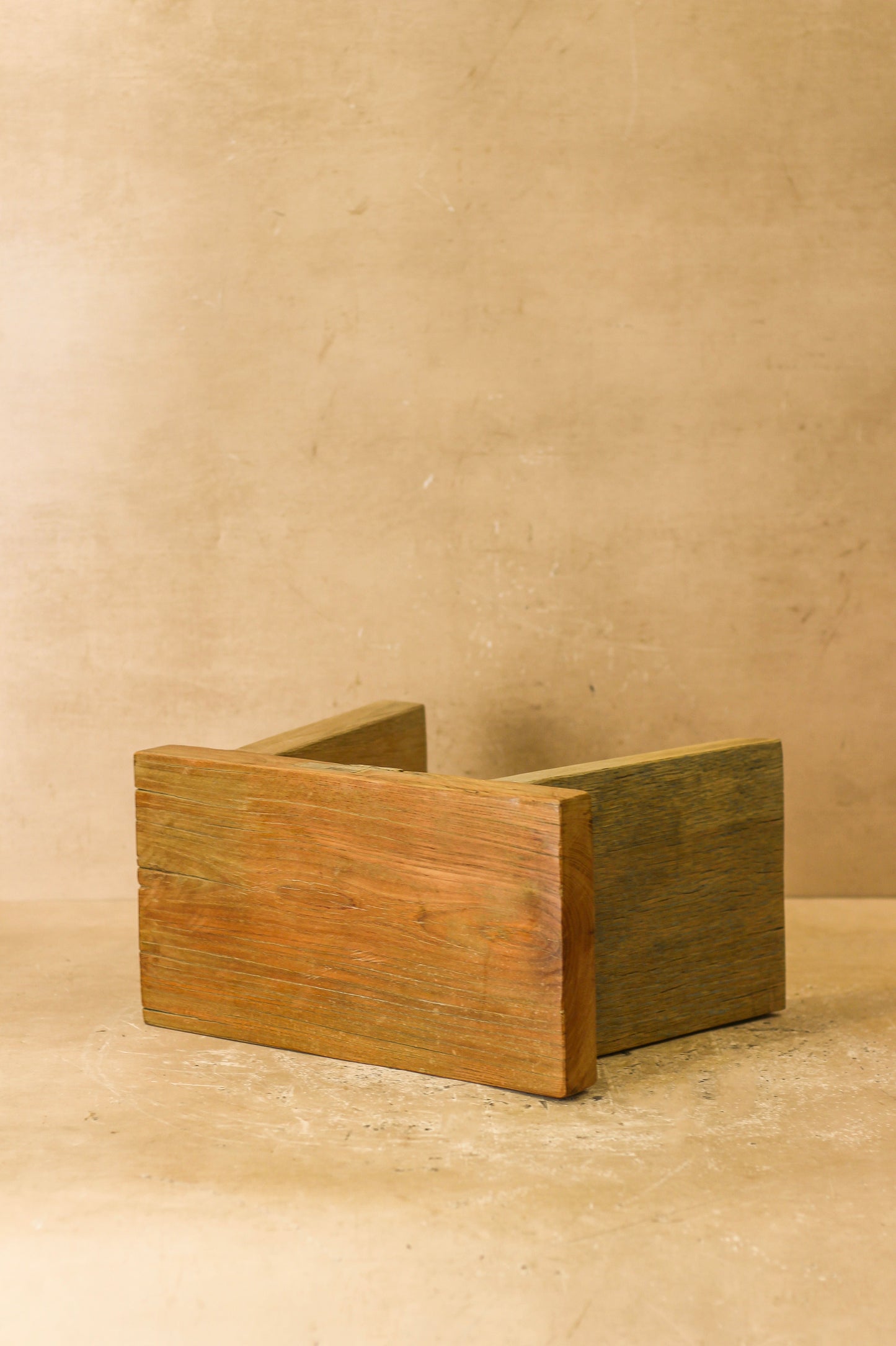 Vintage Rustic Square Elm Wood Stool - Small - No 1