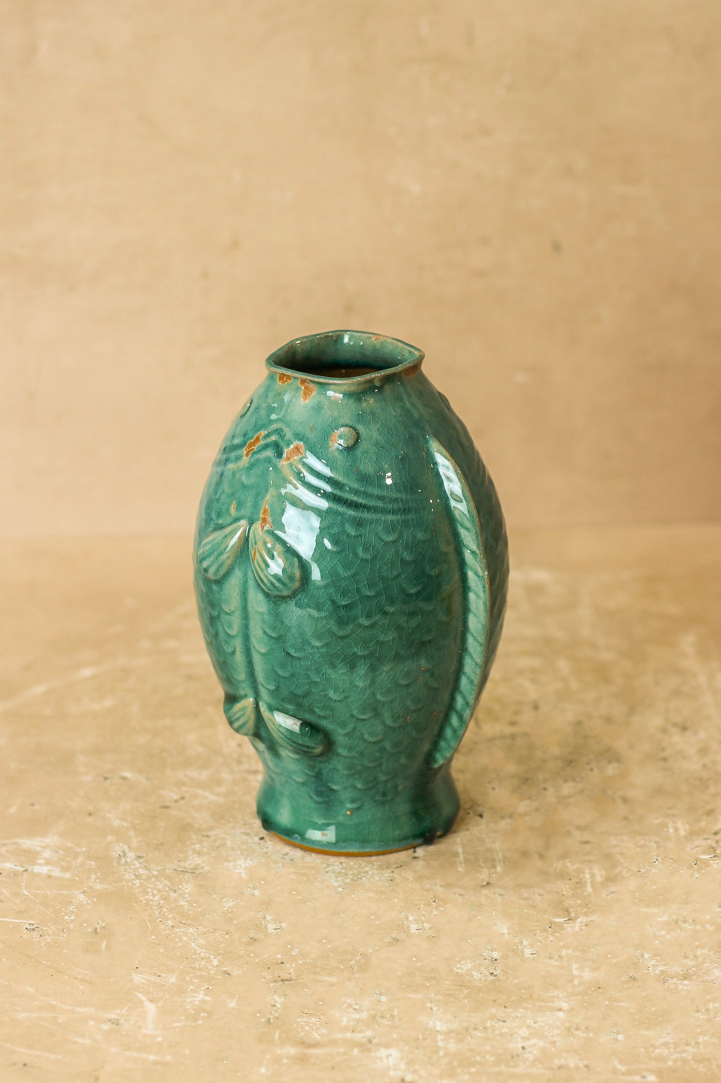 Vintage Turquoise Twin Fish Vase - No 2