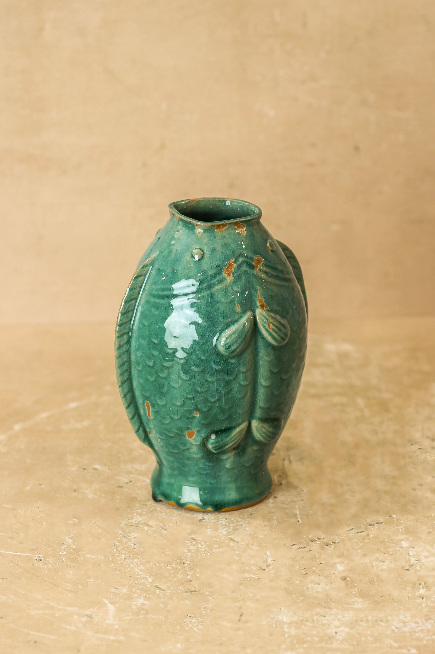 Vintage Turquoise Twin Fish Vase - No 2