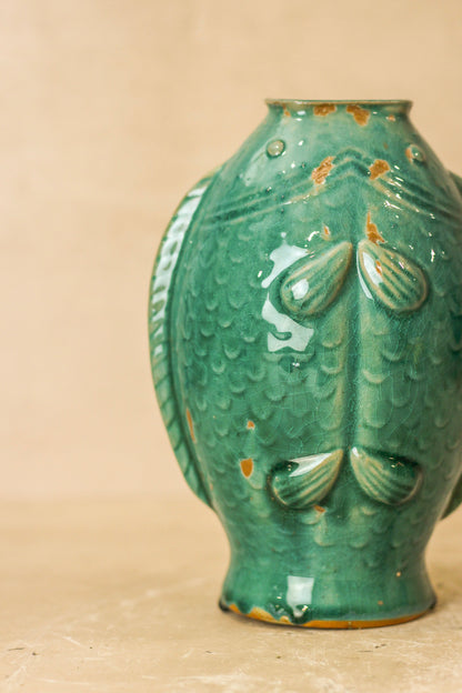 Vintage Turquoise Twin Fish Vase - No 2