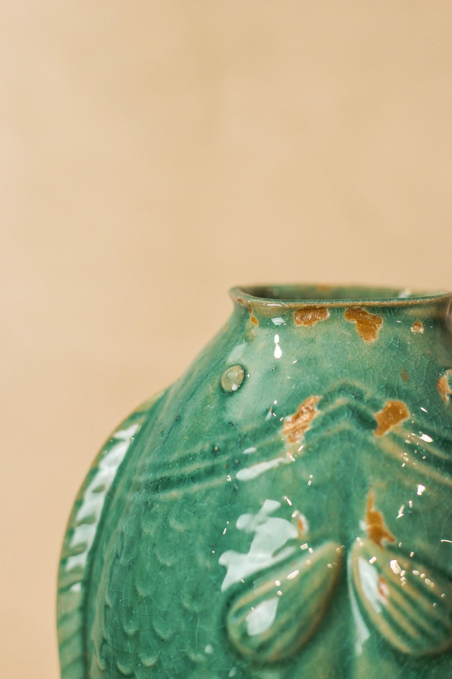 Vintage Turquoise Twin Fish Vase - No 2