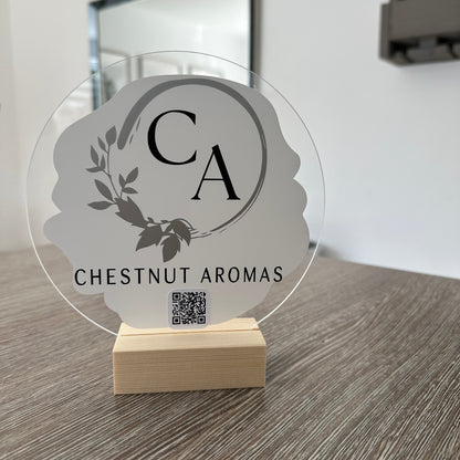 Custom Create Own Design Circle Acrylic Plaque Sign With Wooden Base