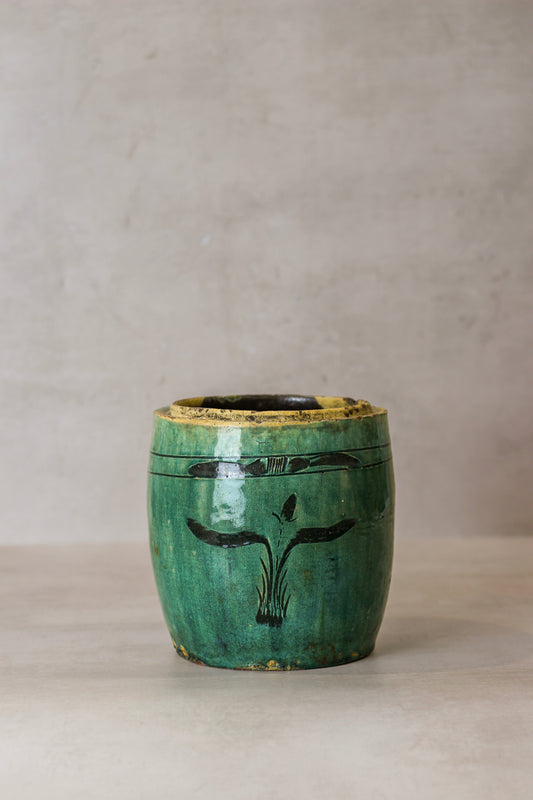 Vintage Emerald Green Pot - No 2