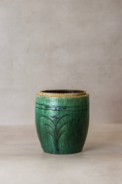 Vintage Emerald Green Pot - No 3