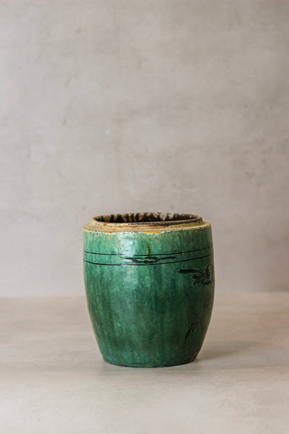 Vintage Emerald Green Pot - No 3
