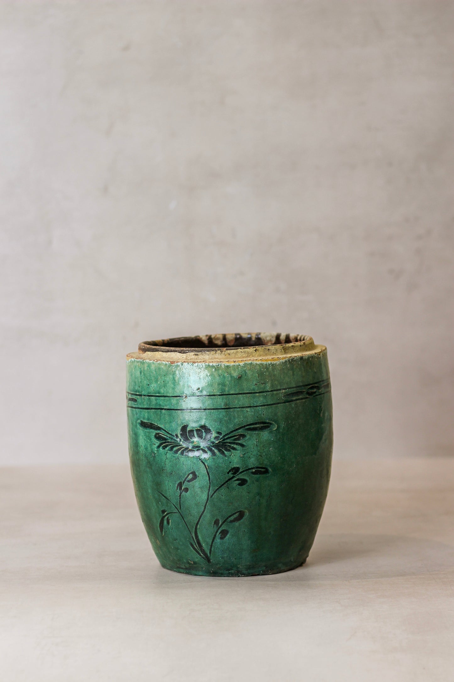 Vintage Emerald Green Pot - No 3