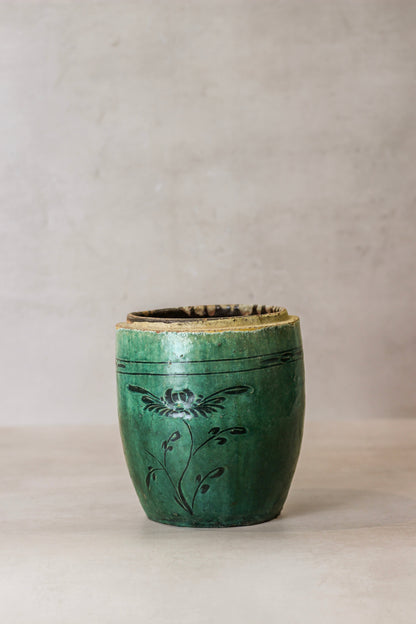 Vintage Emerald Green Pot - No 3