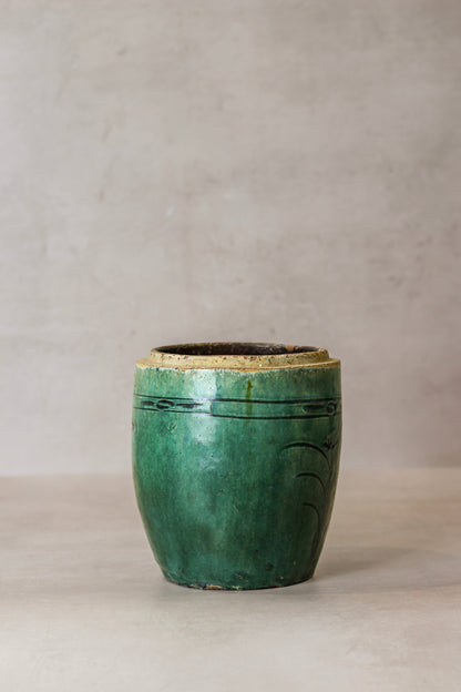 Vintage Emerald Green Pot - No 3