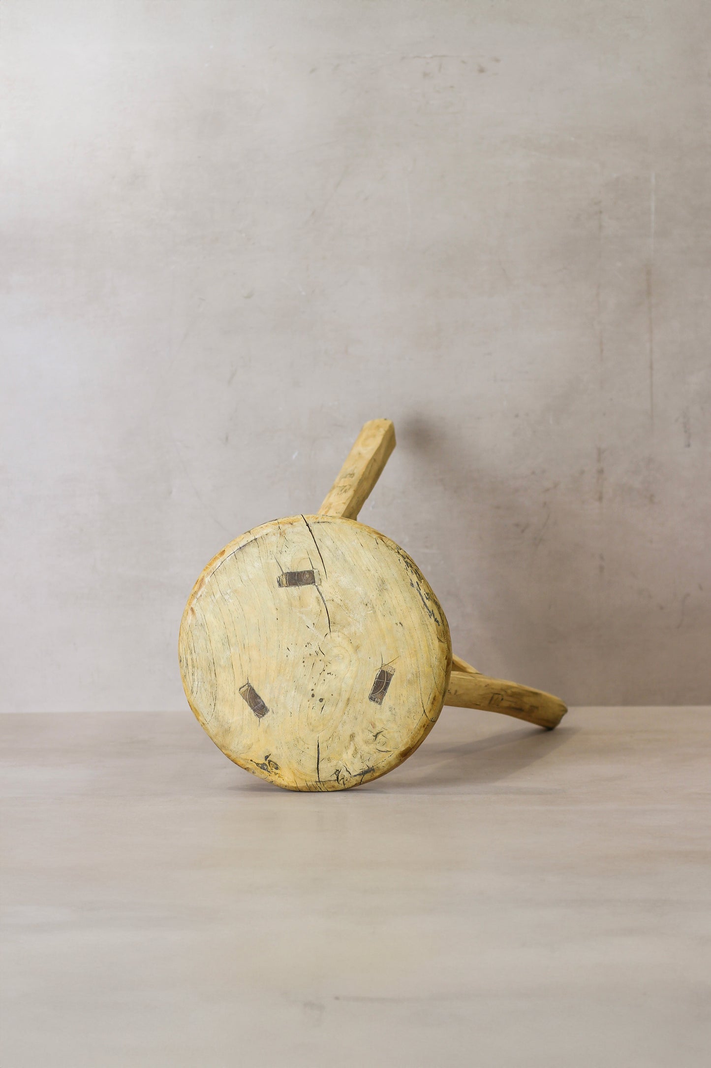 Vintage Rustic Elm Wood Stool - Round - No 50
