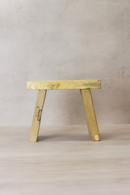 Vintage Rustic Square Elm Wood Stool - Small - No 5