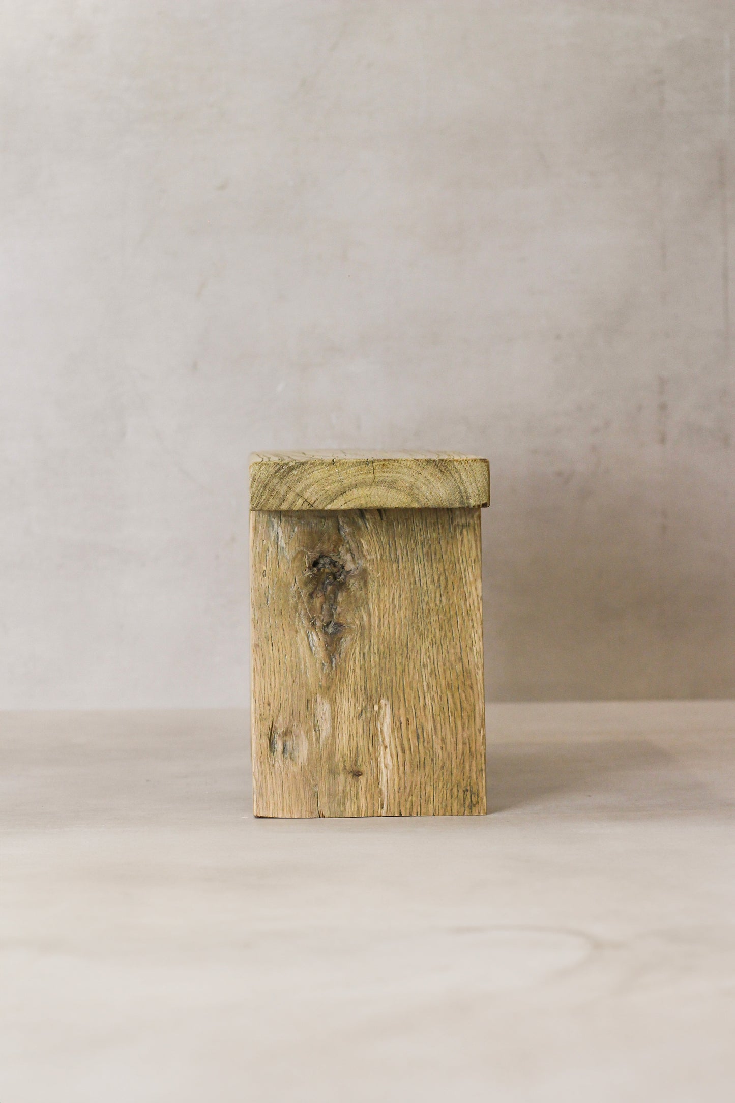 Vintage Rustic Square Elm Wood Stool - Small - No 7