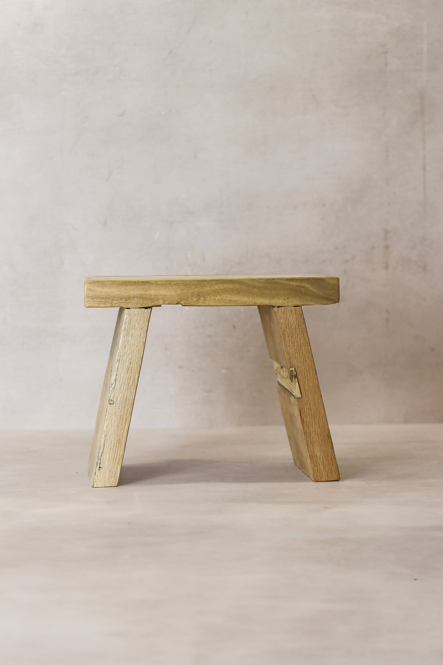 Vintage Rustic Square Elm Wood Stool - Small - No 8