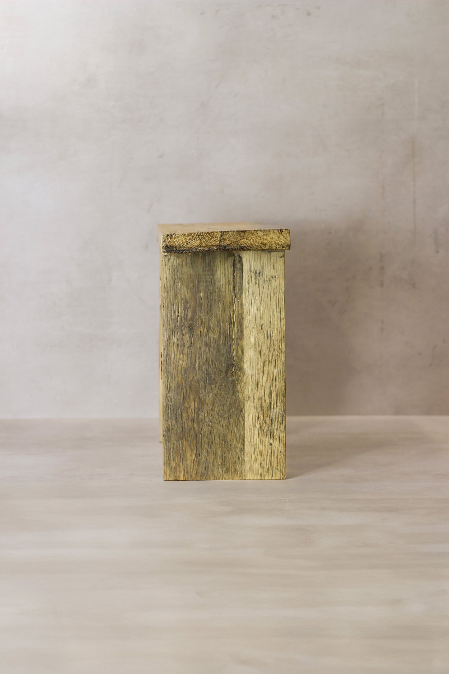 Vintage Rustic Square Elm Wood Stool - No 5