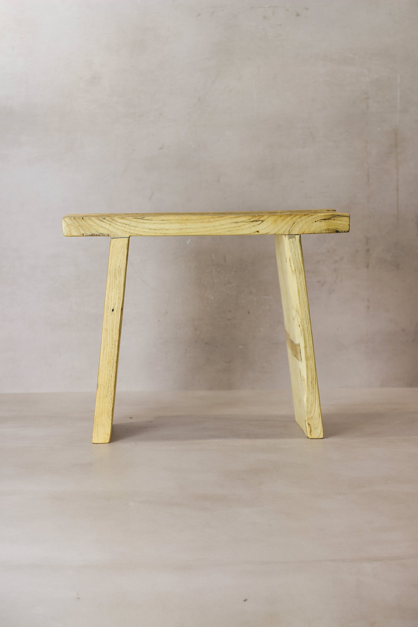 Vintage Rustic Square Elm Wood Stool - No 6