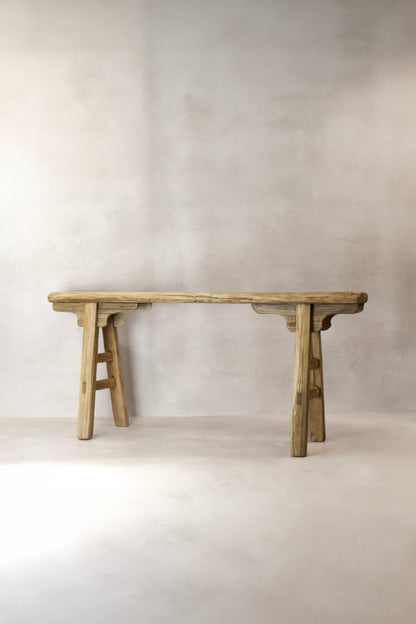 Antique Rustic Elm Wood Bench 01