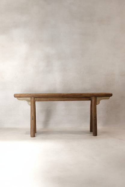 Antique Rustic Elm Wood Bench 02