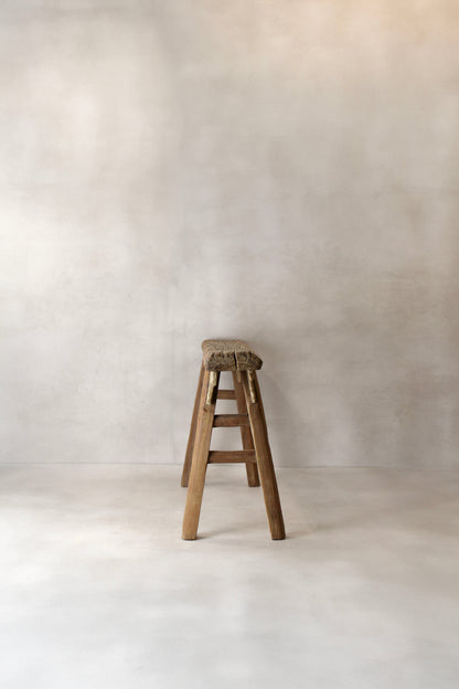 Antique Rustic Elm Wood Bench 02