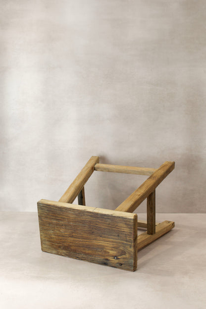 Vintage Rustic Elm Wood Stool - Medium - No 76