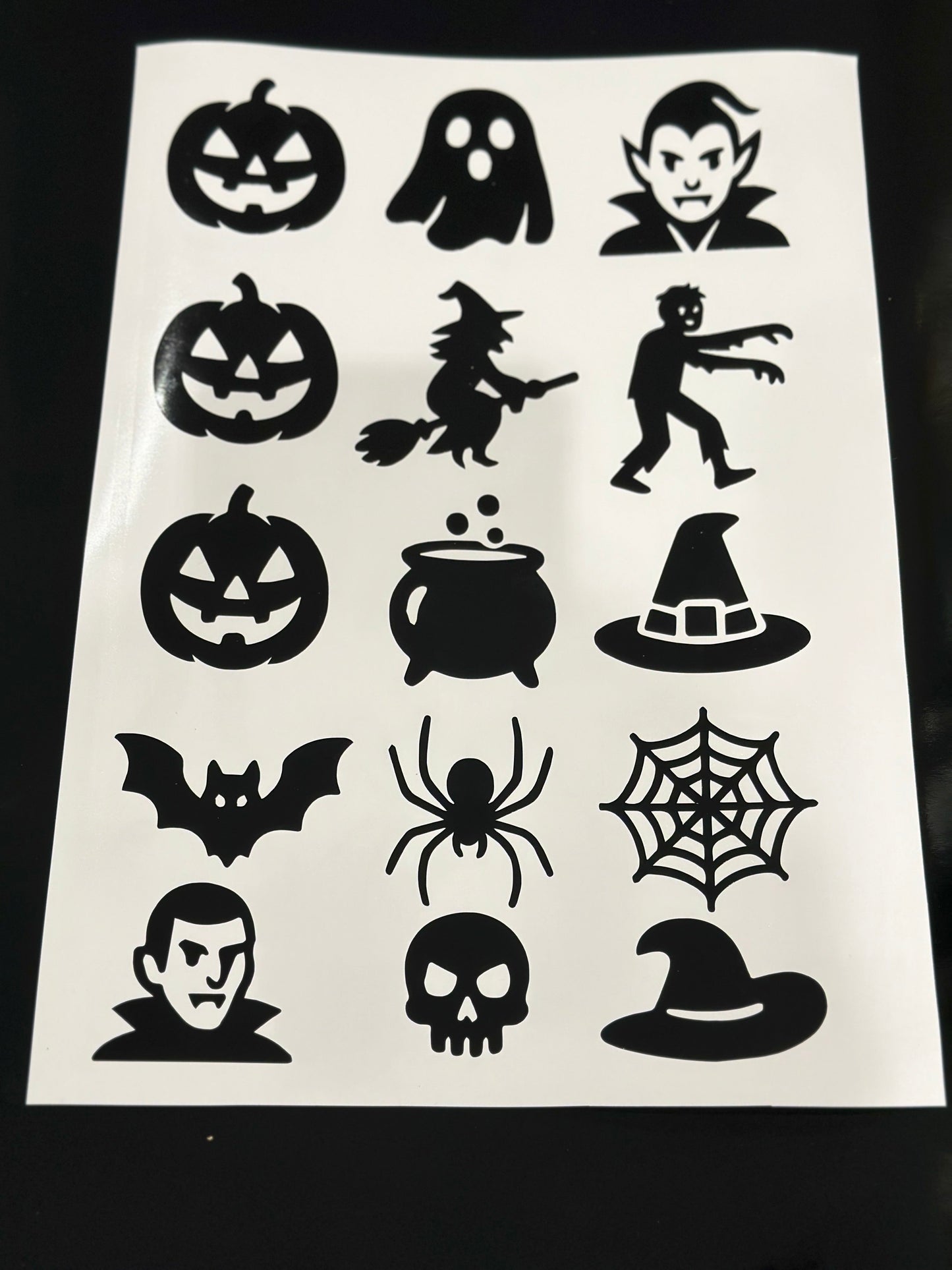 Sets Of 3/4 Black Assorted Font Or Face Halloween Pumpkin Window Door Halloween Sticker Labels