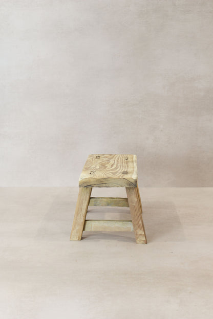 Vintage Rustic Elm Wood Stool - Small - No 17