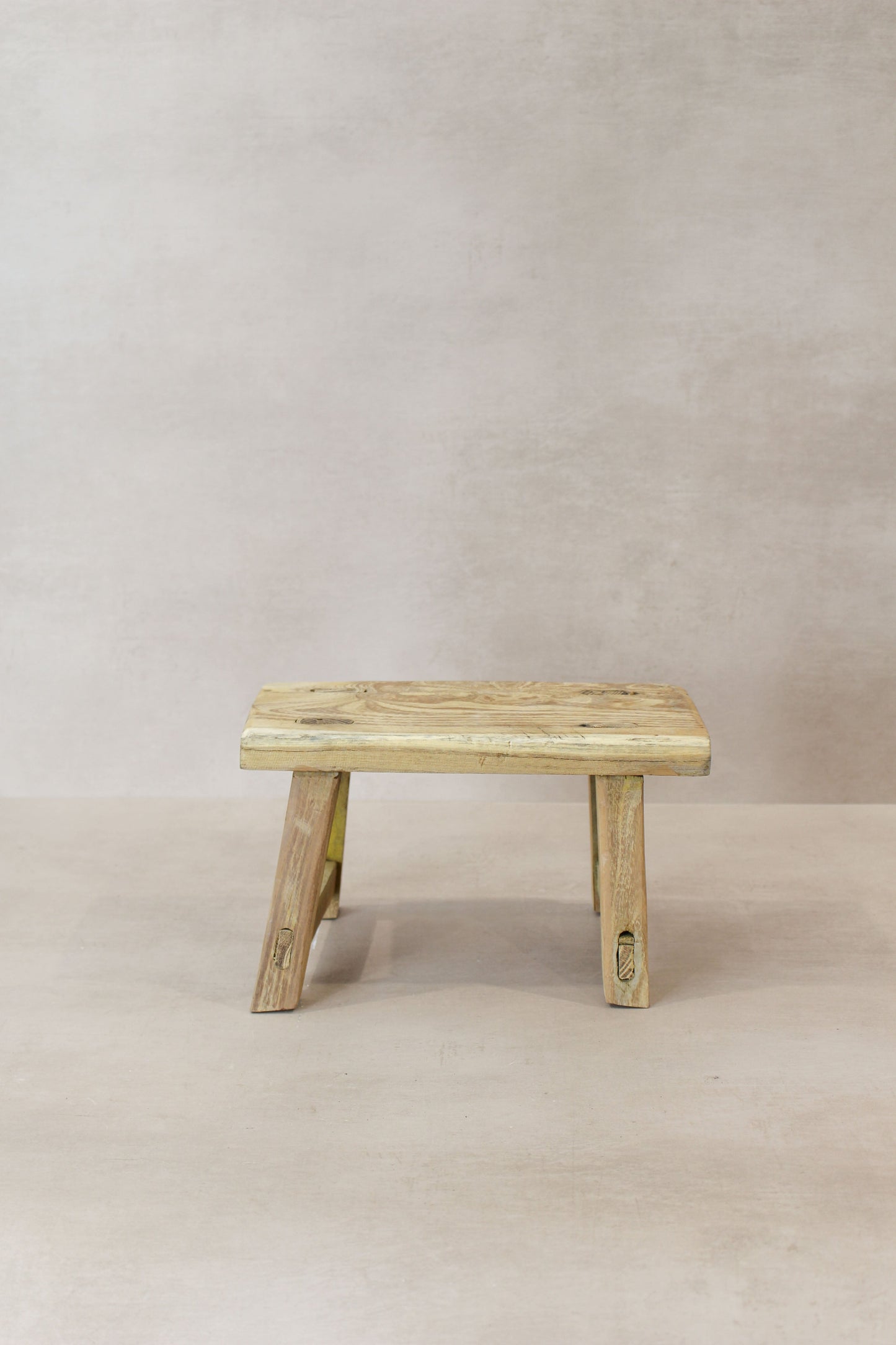 Vintage Rustic Elm Wood Stool - Small - No 17