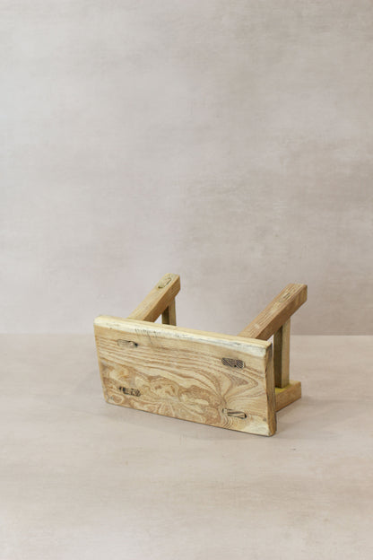 Vintage Rustic Elm Wood Stool - Small - No 17