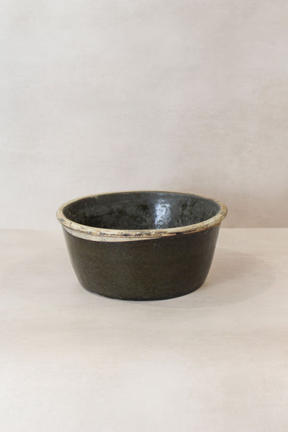 Wabi Sabi Antique Dark Glazed Terracotta Bowl Small- LBB 04