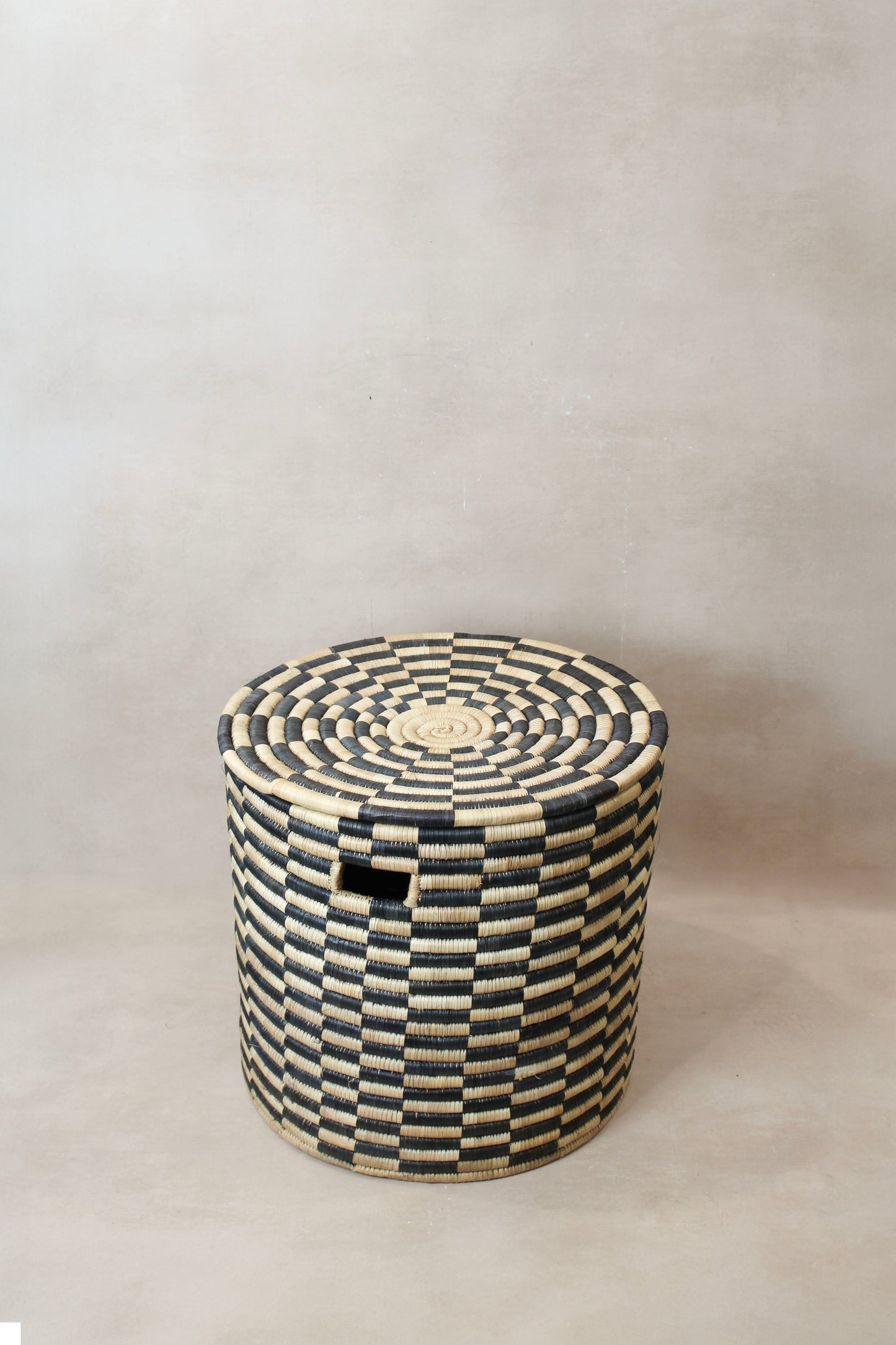Woven checkerboard Basket Black and Natural - Malawi WB