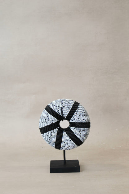 Cameroon beaded bracelet - White with Black Stripes