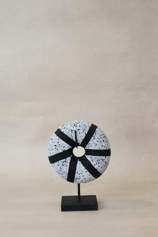 Cameroon beaded bracelet - White with Black Stripes