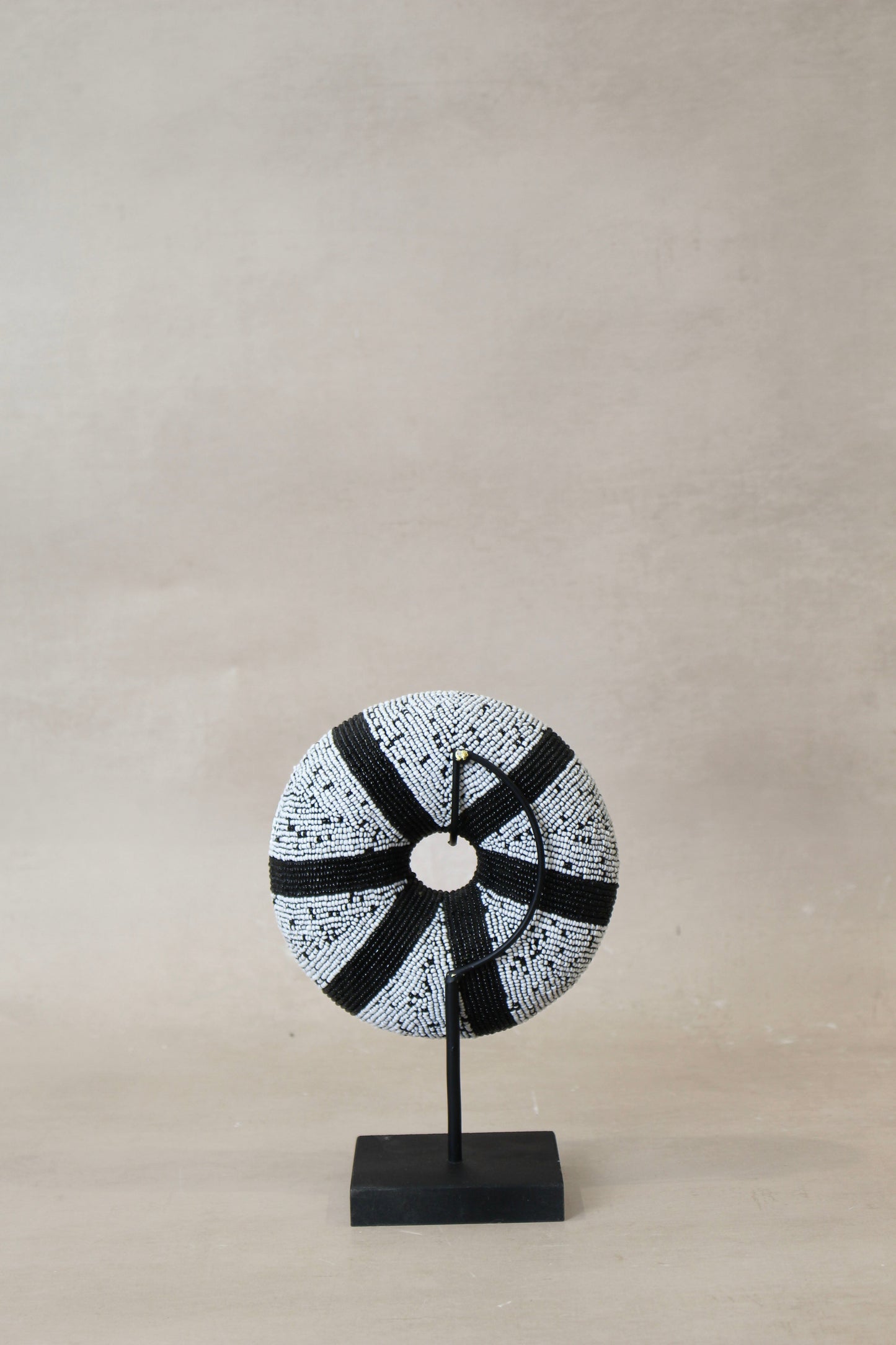 Cameroon beaded bracelet - White with Black Stripes