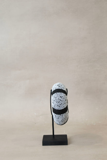 Cameroon beaded bracelet - White with Black Stripes