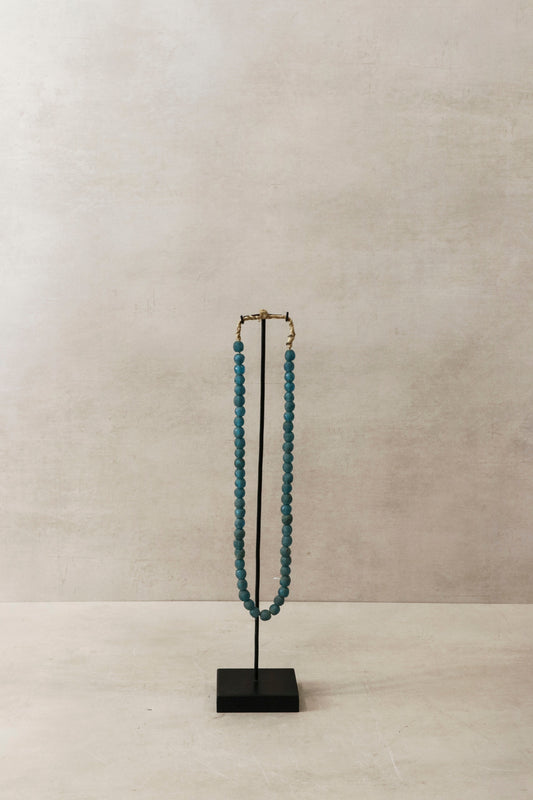 Ghana Glass Beads Necklace, Blue - 83.1
