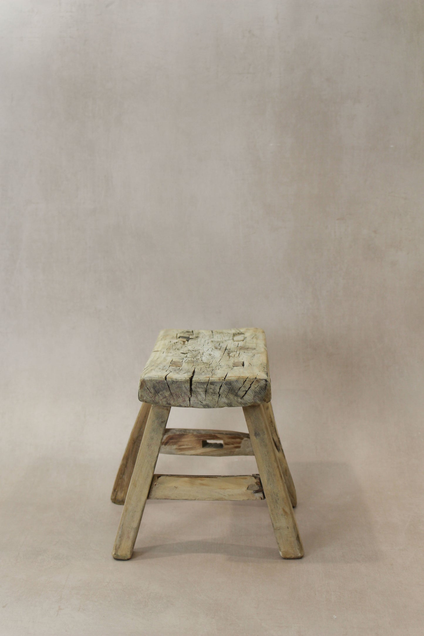 Vintage Rustic Elm Wood Stool - Small - No 21