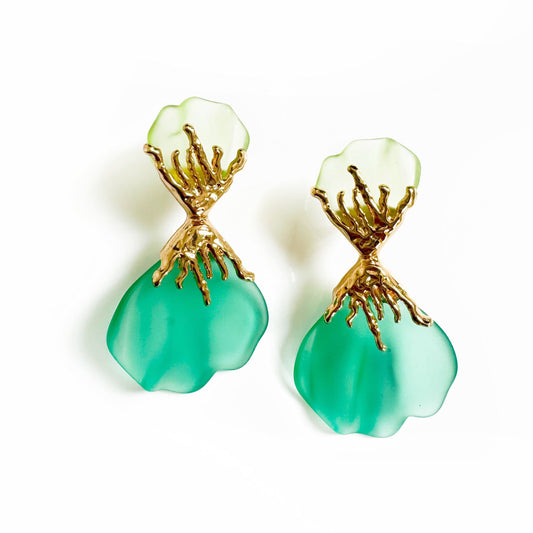Taani Large Aqua Statement Earrings