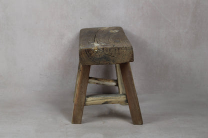 Vintage Rustic Stool Small - Elm wood - 33