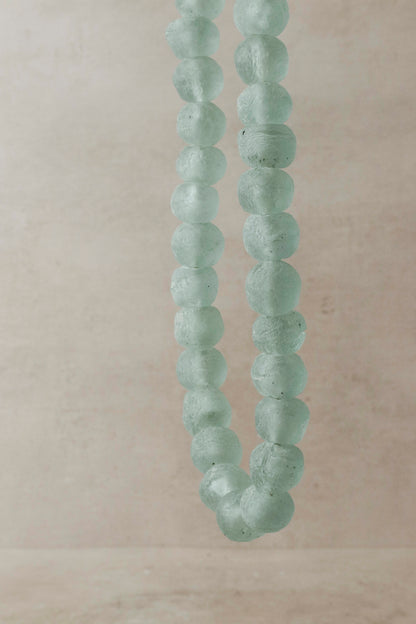 Ghana Glass Beads Necklace, Light blue - 85.2