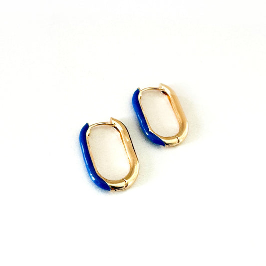 Harper Blue Oval Hoop Earrings