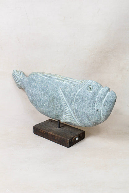 Stone Fish Sculpture - Zimbabwe - 159.9