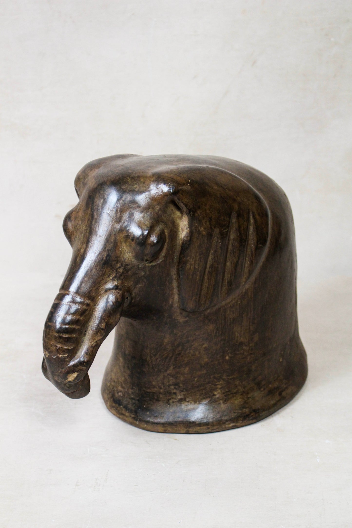 Makonde Mangbetu Elephant Head Sculpture - 234.1