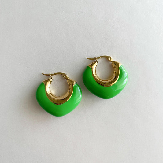 Lola Luxe 18k Green Enamel Hoops