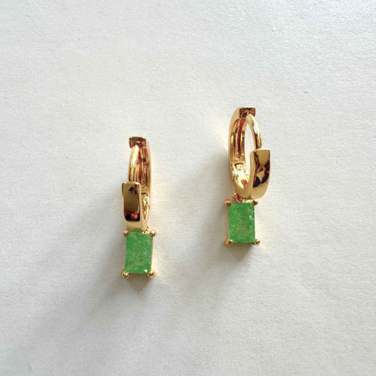 Ellie Aqua Gem Gold Huggie Hoops