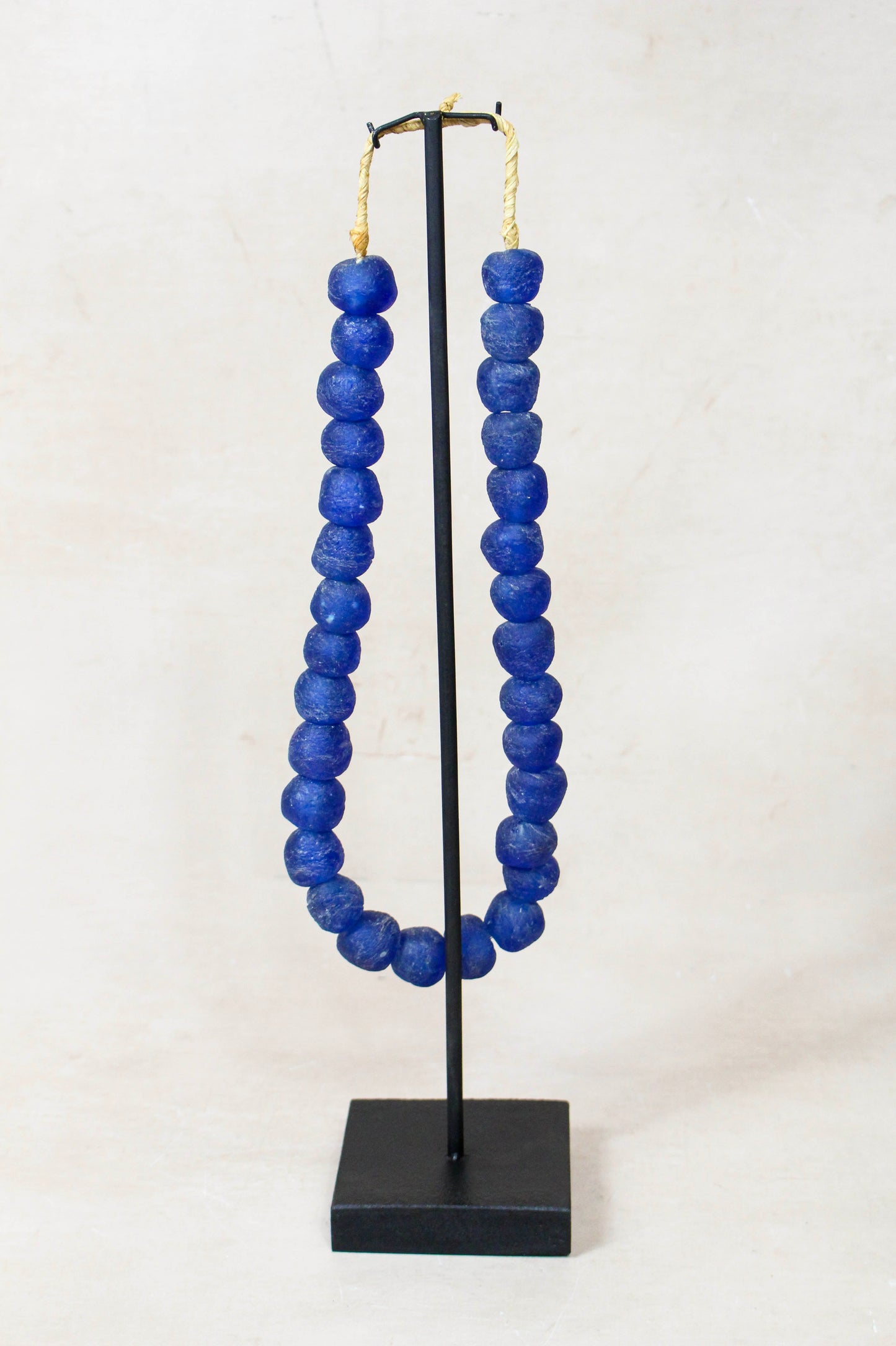 Ghana Glass Beads Necklace, Dark blue - 85.7