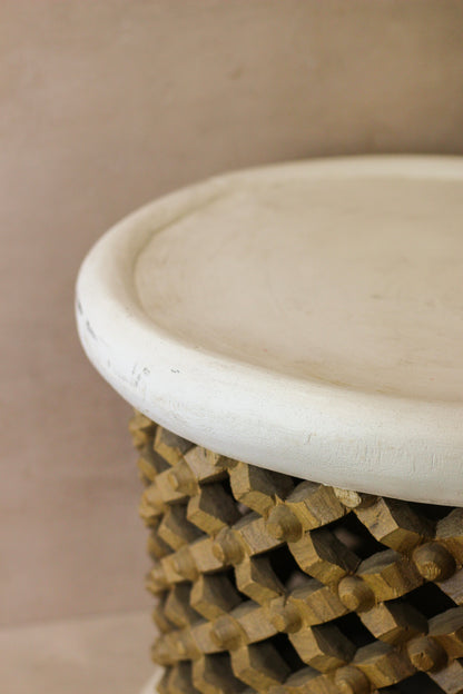 Bamileke Table - White/Natural