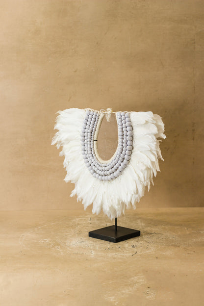 Handmade Feathers and Beads Necklace - 22.6