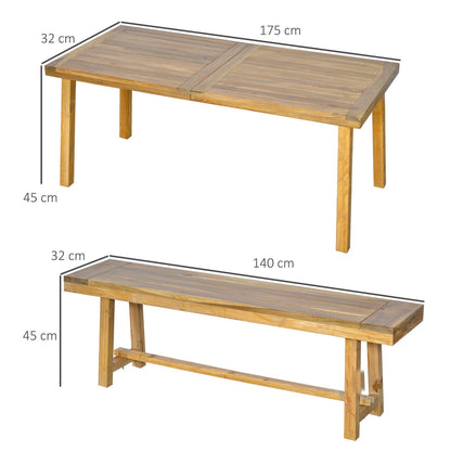 3-Pieces Picnic Bench Set with Table and 2 Benches