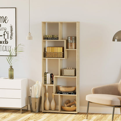 Eight-Section Tall Shelving Unit - Oak Effect