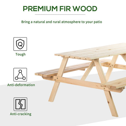 4 Seater Wooden Picnic Table Bench for Outdoor Garden or Patio with Parasol Cutout 150 cm